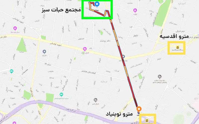 نزدیکترین مترو به مجتمع حیات سبز